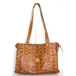 MCM Visetos Leather Long Strap Tote Bag